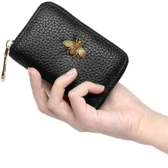 NEW Credit Card Holder For Women Black Bee Wallet - Picture 1 of 8
